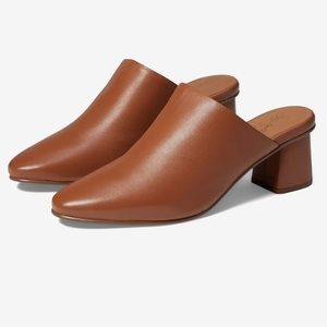 NWOT Seychelles Muse Heeled Mules Cognac Leather